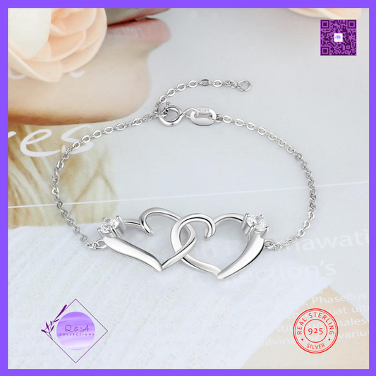 925 Sterling Silver Intertwined Heart Bracelets