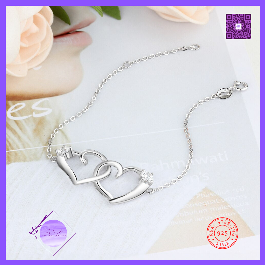 925 Sterling Silver Intertwined Heart Bracelets