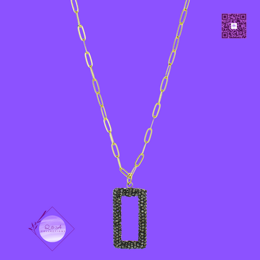 Luxe Open Rectangle Pendant Necklace