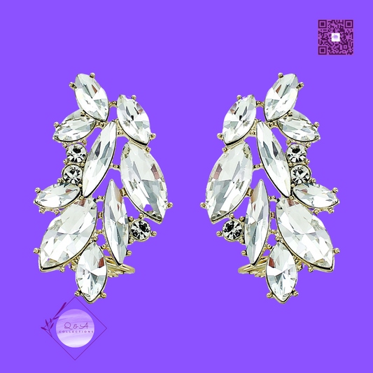 Pave Vintage Leaf Post Earrings