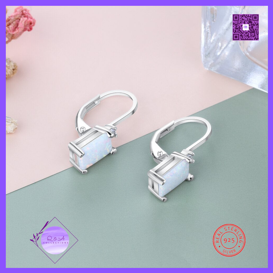 925 Sterling Silver Rectangular Hoop Earrings