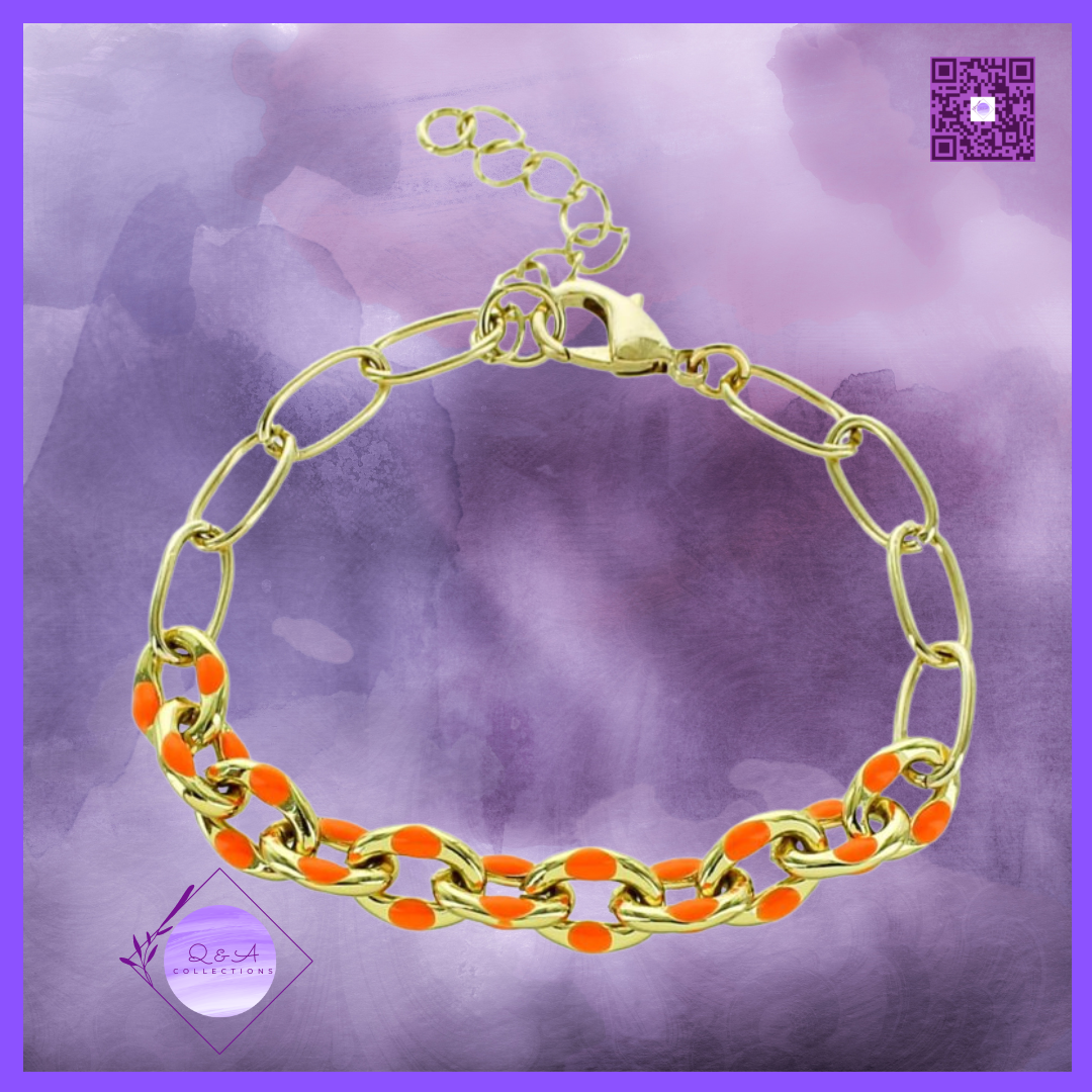 Orange Enamel Link Bracelet