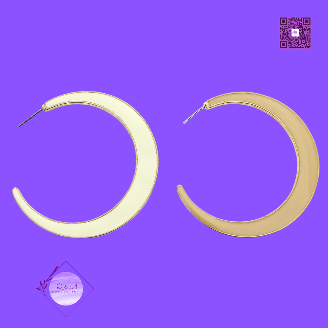 Reversible Tan Enamel Hoop Earrings