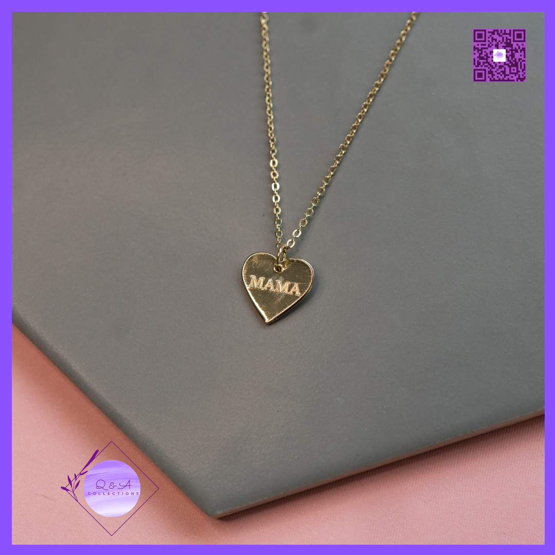 Stamped "Mama" Heart Necklace