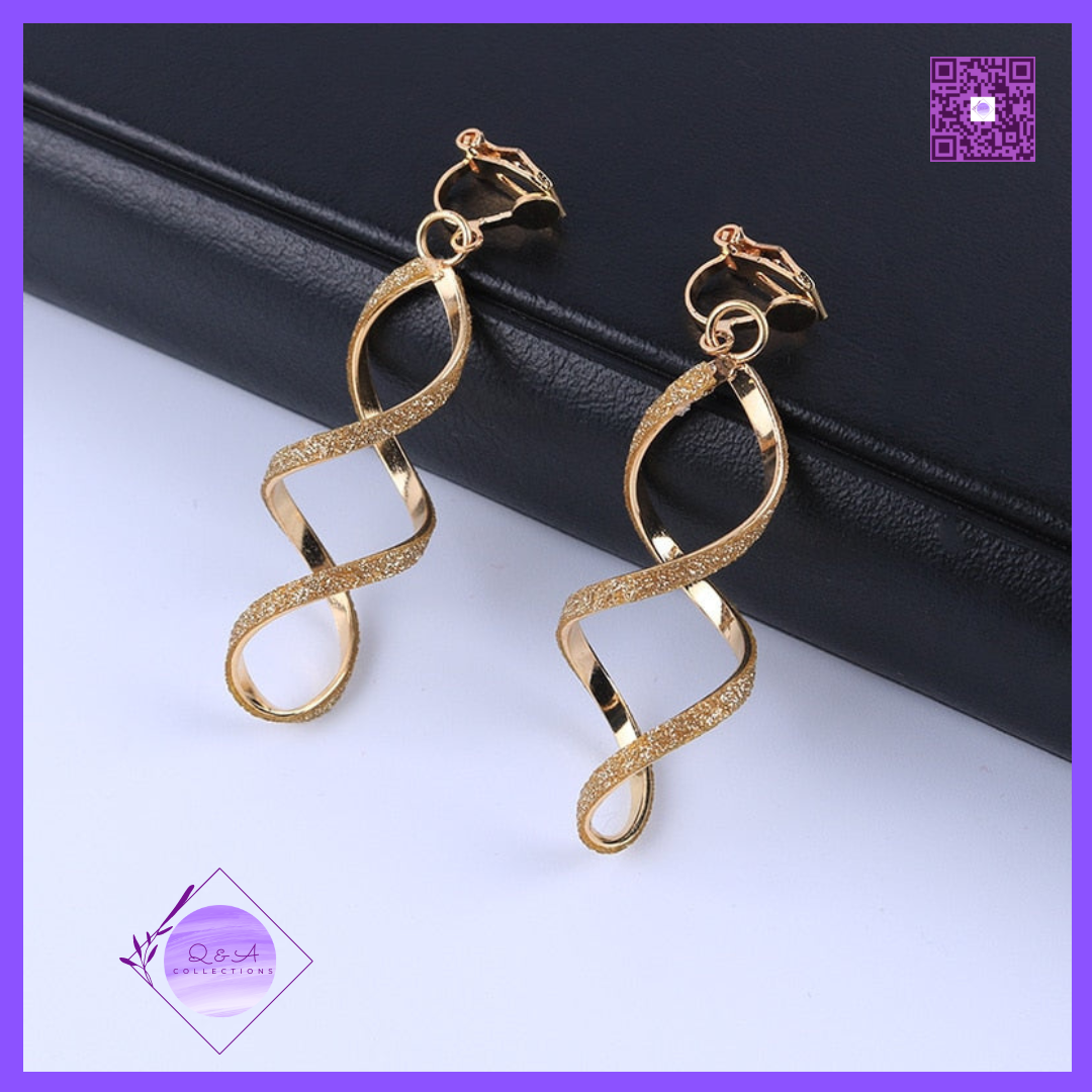 Irregular Metal Wave Clip Earrings