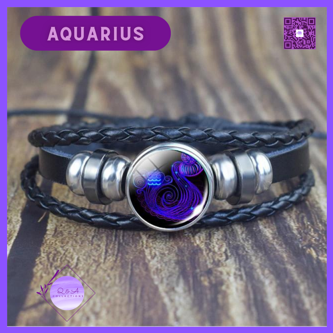 Zodiac Signs Leather Bracelets